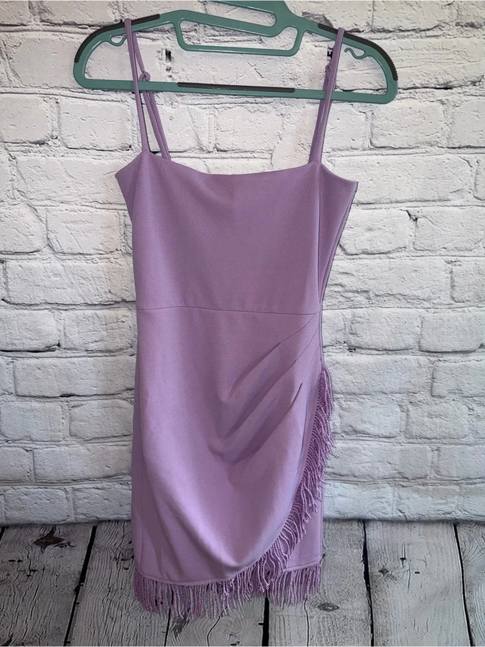 Lilac Fringe Slip Dress - Women's Lavender Spaghetti Strap Dress